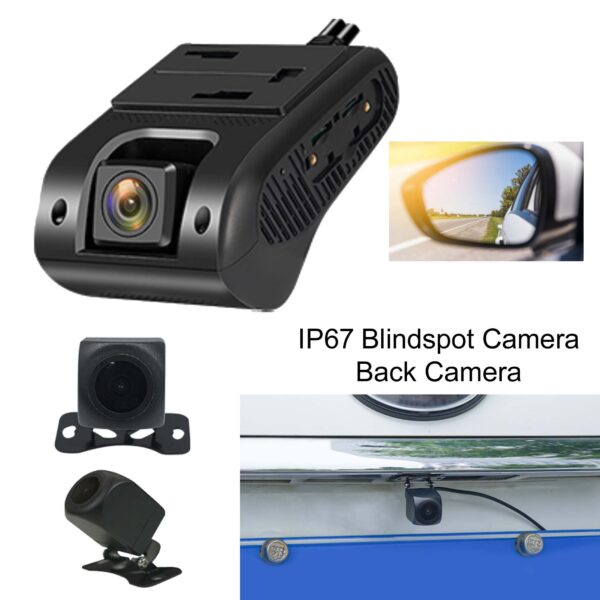 JIMI JC261+CE01 4G Built-in GPS Tracking Dual Channel Dash Camera+IP67 Blindspot Camera