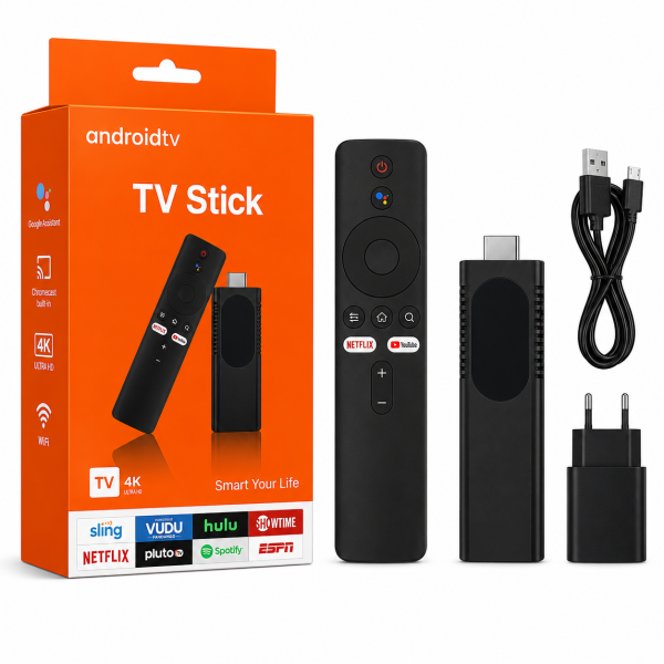 Android TV Stick 4K UHD 2GB RAM + 16GB ROM Google Play & Voice Remote