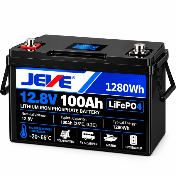 JEVE 12.8V 100Ah LiFePO4 Battery – 1280Wh