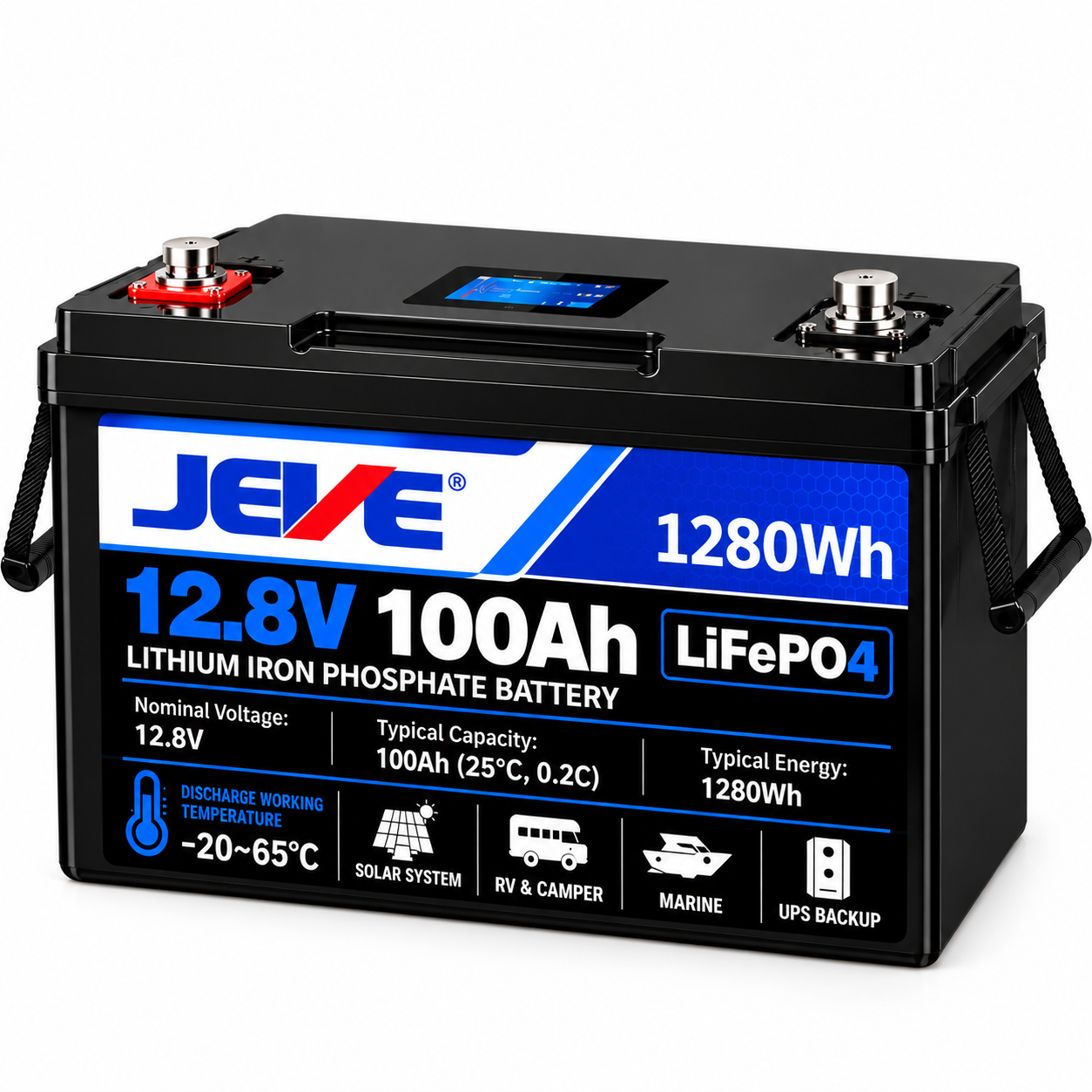 JEVE 12.8V 100Ah LiFePO4 Battery – 1280Wh JEVE 12.8V 100Ah LiFePO4 Battery – 1280Wh