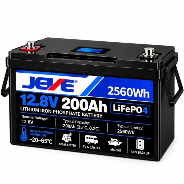JEVE 12.8V 200Ah LiFePO4 Lithium Battery