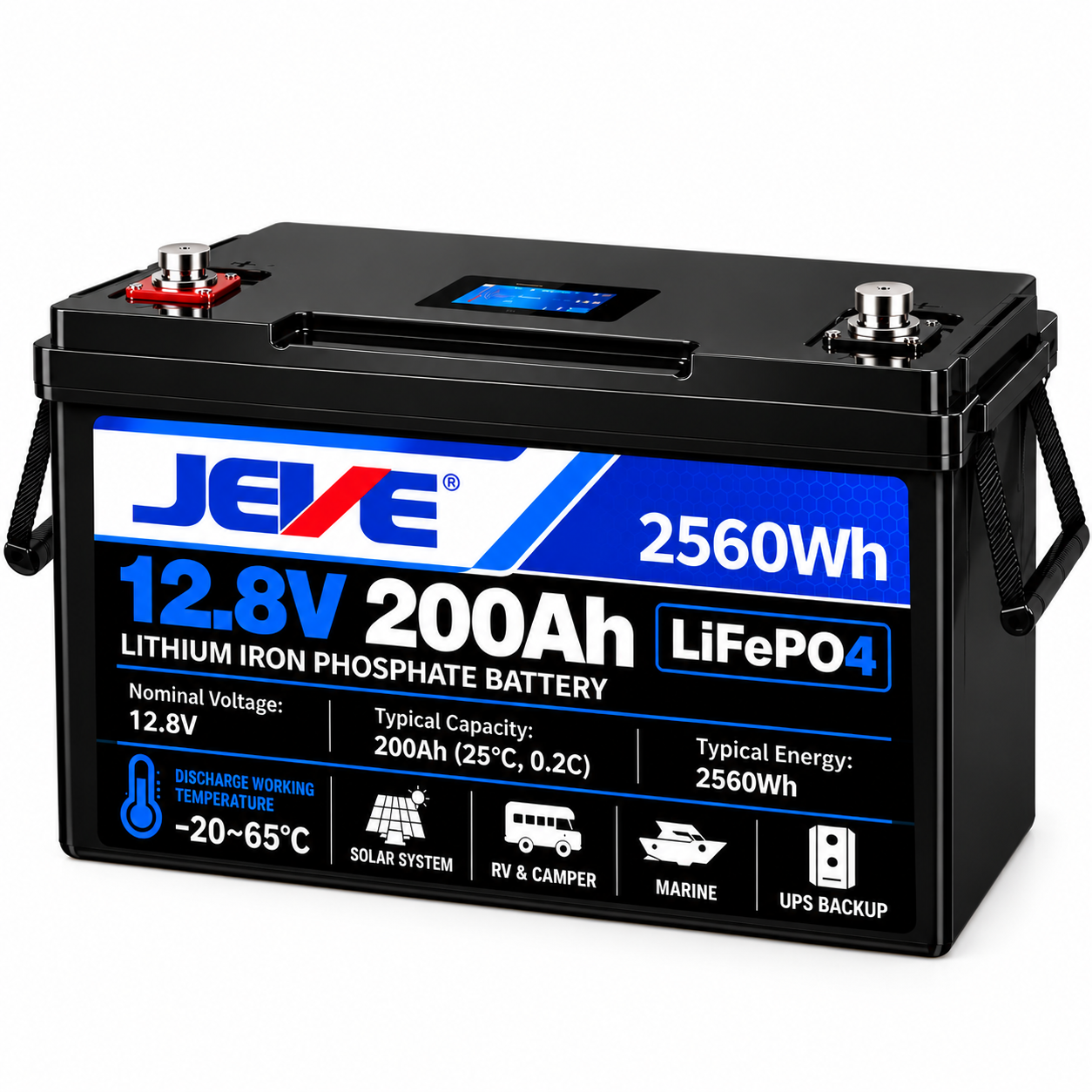 JEVE 12.8V 200Ah LiFePO4 Lithium Battery