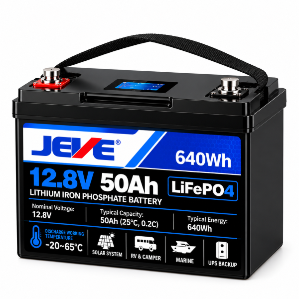 JEVE 12.8V 50Ah LiFePO4 Battery