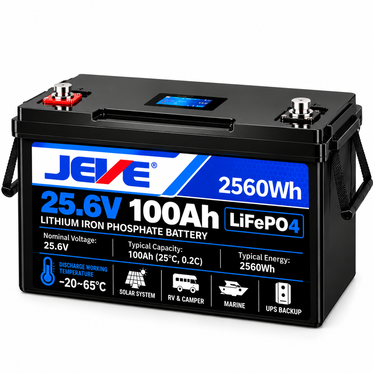 JEVE 25.6V 100Ah LiFePO4 Battery – 2560Wh