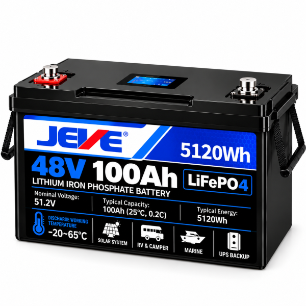 JEVE 48V 100Ah LiFePO4 Battery – 4800Wh
