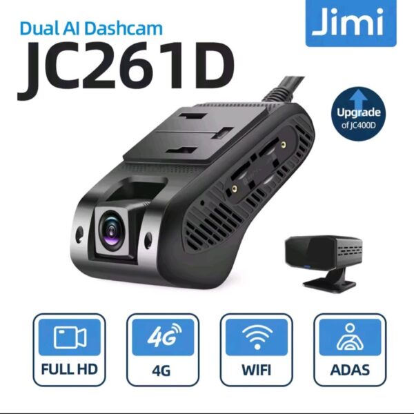 Jimi JC261D 4G AI DMS Car Camera Full HD With Driver Behaviour Live Streaming Real Time GPS Tracking Wifi Dash Cam Via APP Web