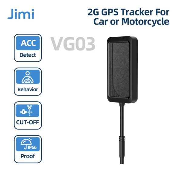Jimi VG03 Mini Car GPS Tracker With Real Time Tracking Remote Cut off Multiple Alarms Motorcycle Vehicle Trackers Free APP Web