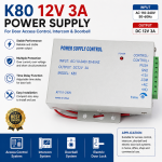 K80 12V 3A Power Supply for Door Access Control, Intercom & Doorbell