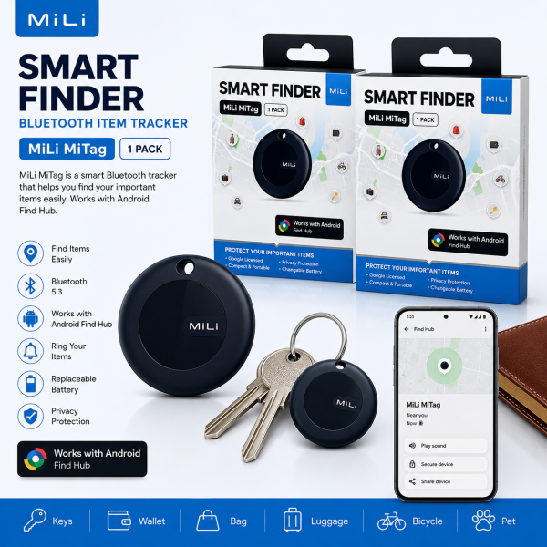 MiLi MiTag Smart Finder – Android Find Hub Bluetooth Item Tracker