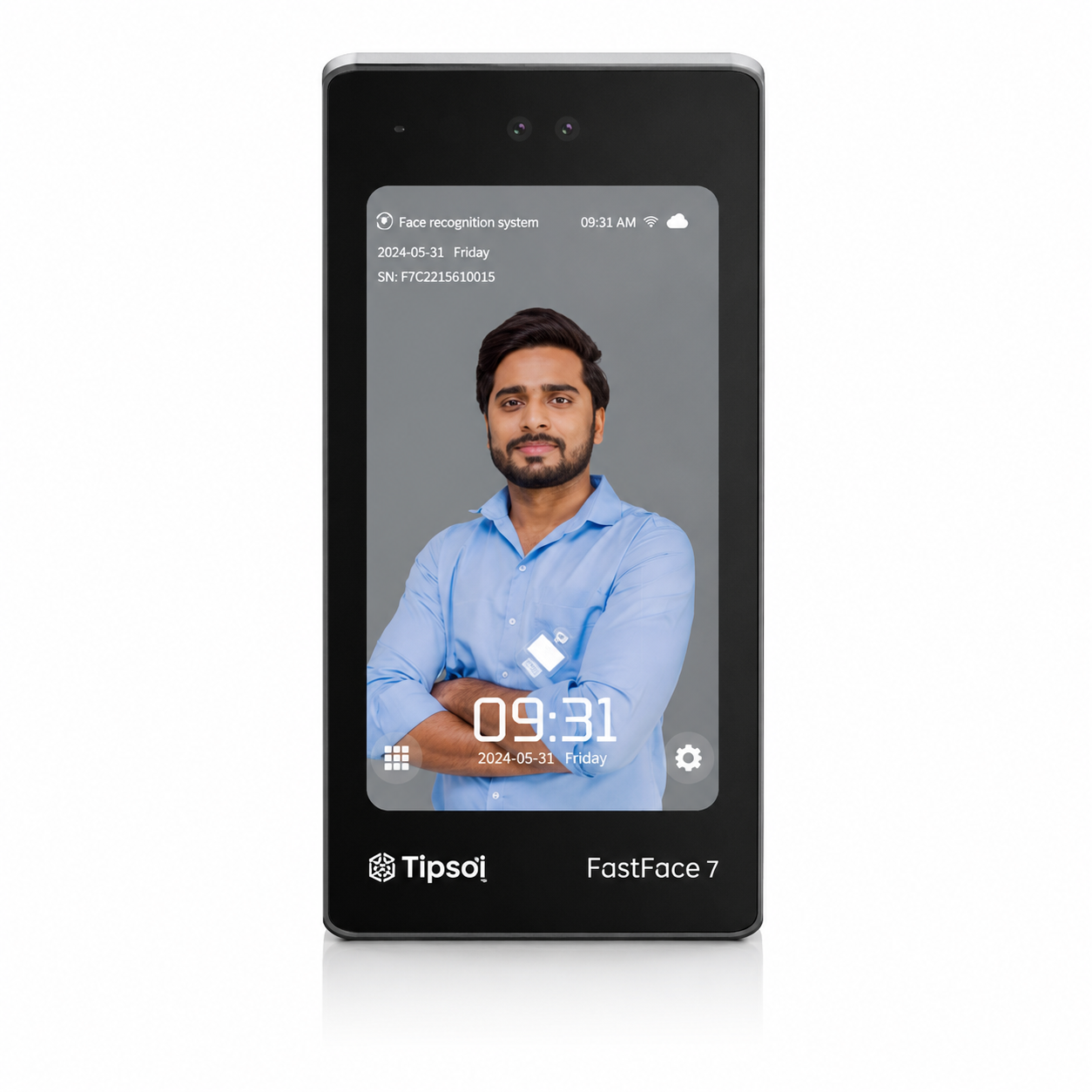 Tipsoi Fastface 7 AI Face Recognition Time Attendance & Access Control Terminal