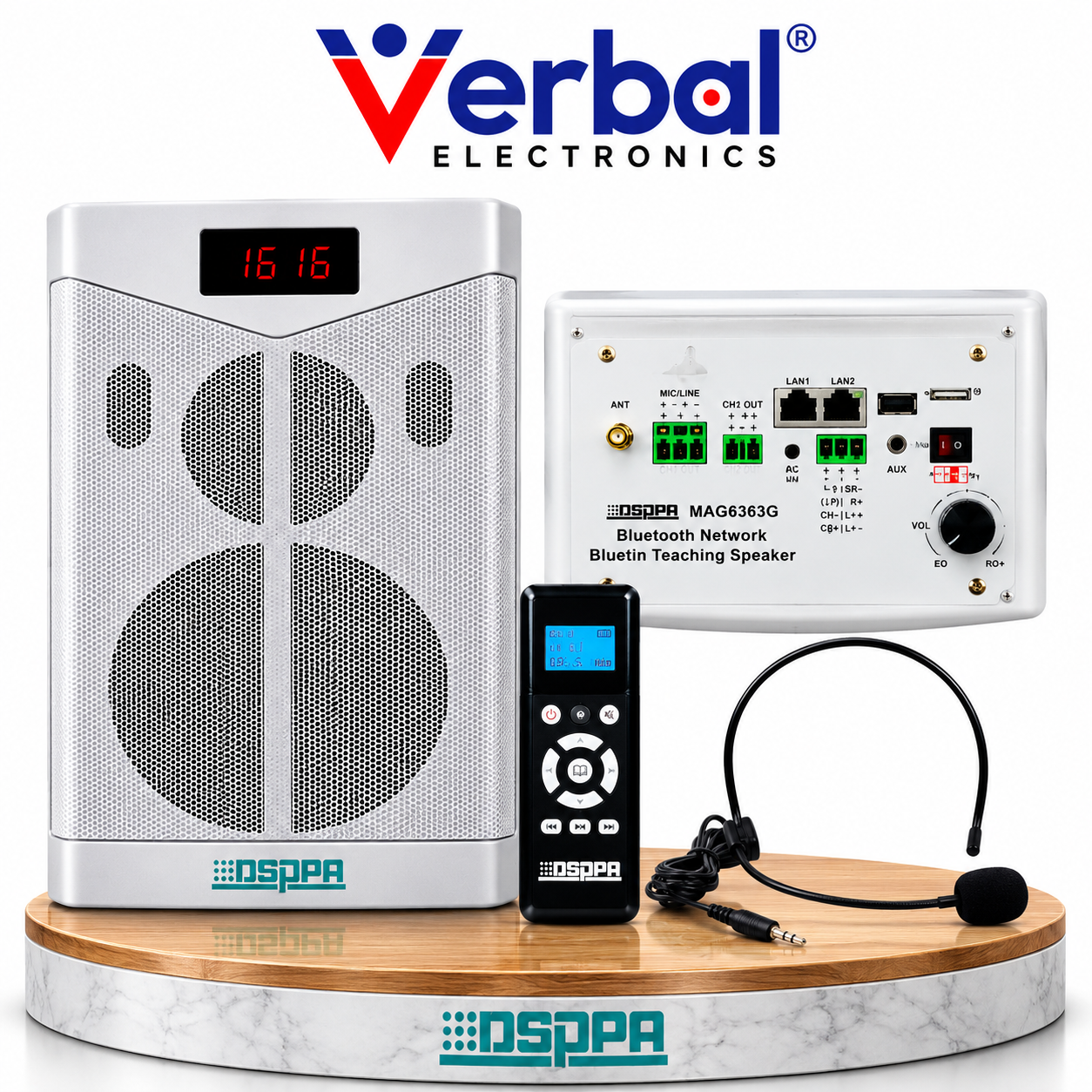 Verbal Electronics Teaching Speaker Set (1) DSPPA MAG6363G Bluetooth Network Teaching Speaker with 2.4G Wireless Microphone - Image 1