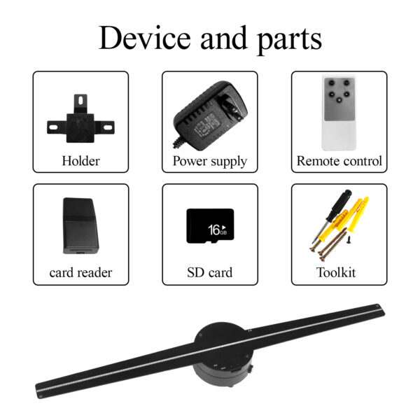 COEUS 42cm 224LED Two Blades 3D Holographic Naked Eye Stereo 3D Hologram Fan Top Sale for Outdoor Indoor