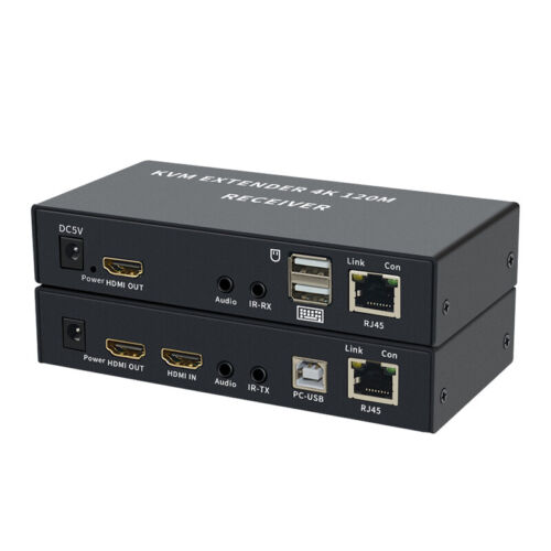 HDMI KVM Extender 4K 120Meter USB Via Cat6 Rj45 Ethernet Cable Transmitter Receiver